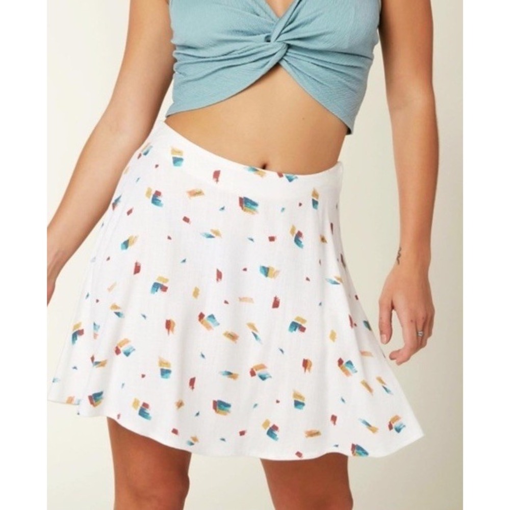O'Neill‎ White Abstract Print Skirt XL – 100% Viscose Flowy Summer Beach NWT